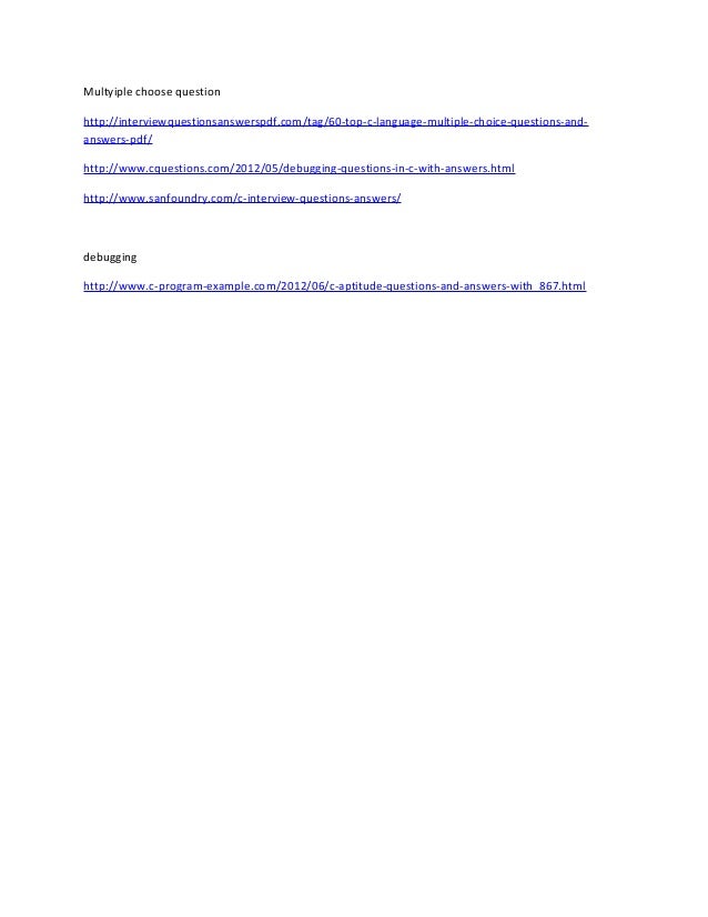 C Debugging Questions With Answers Pdf